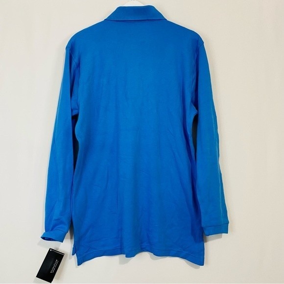 Ultra Club Men’s Egyptian Interlock Long Sleeve Button Polo Shirt Light Blue NWT - Picture 5 of 6